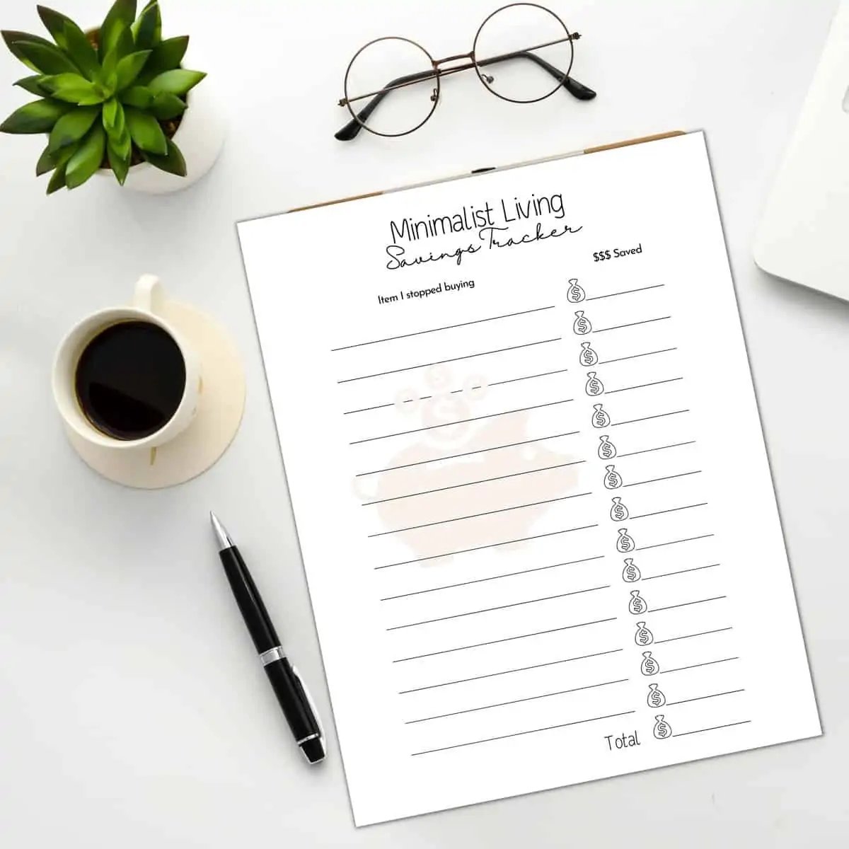 Minimalist living savings tracker