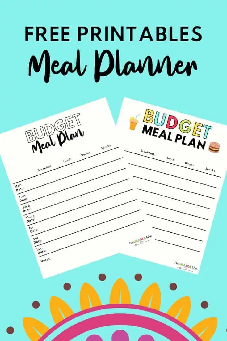 Free Meal Planner Templates to help you create a budget meal plan every week! 