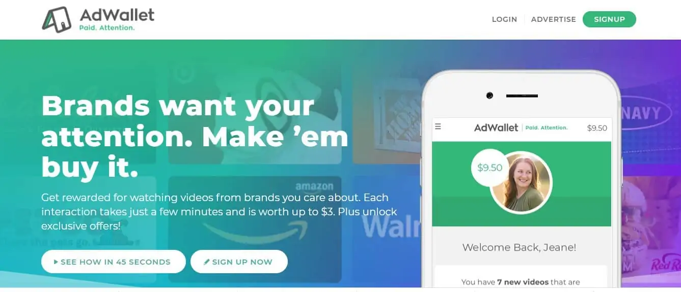 AdWallet to get paid to watch ads