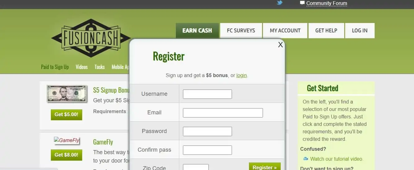Fusion Cash Website to earn money watching videos