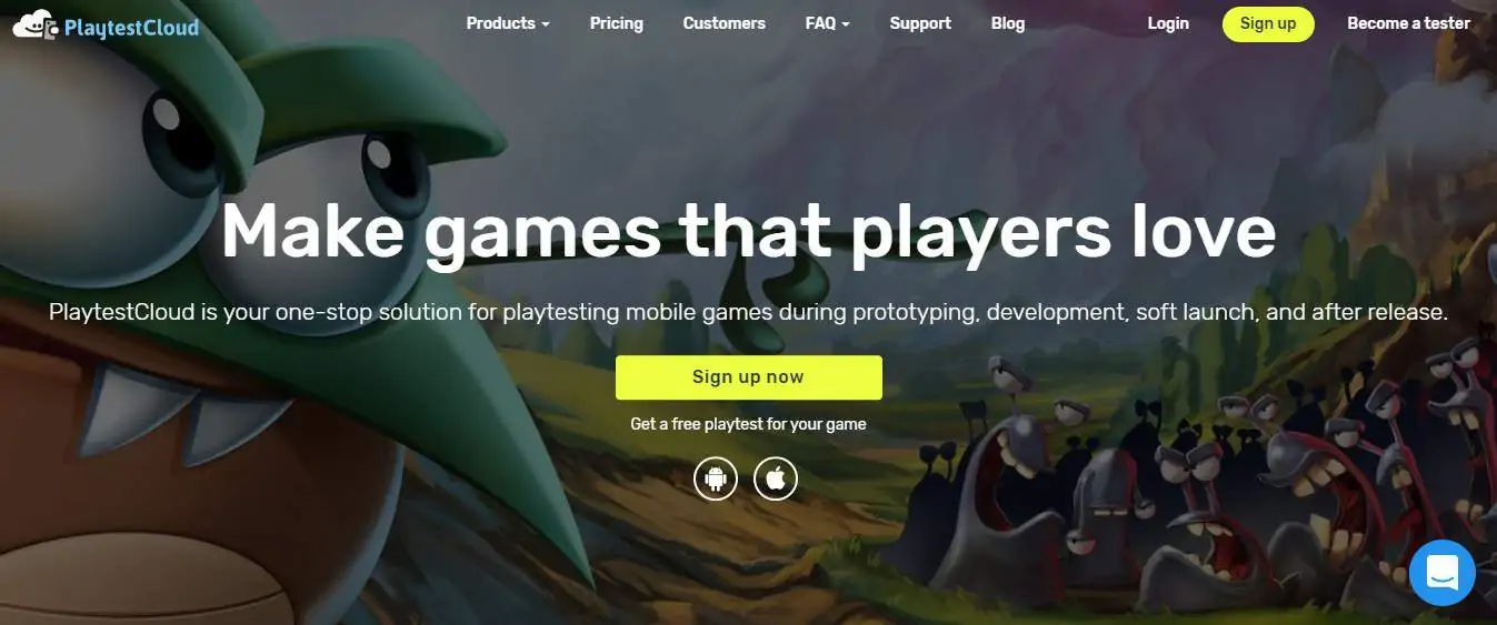 Playtestcloud homepage