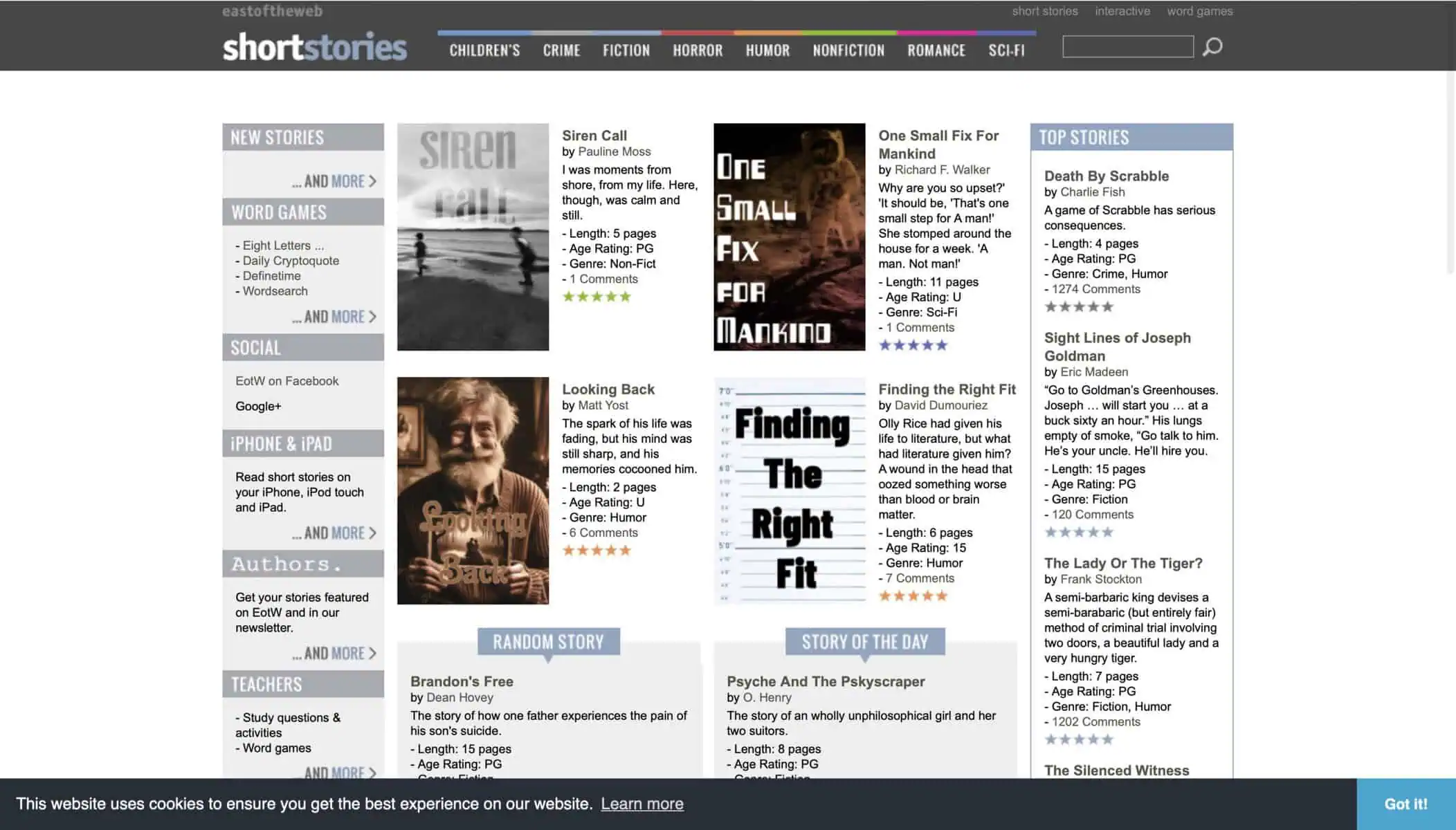 sell short stories at East of the Web