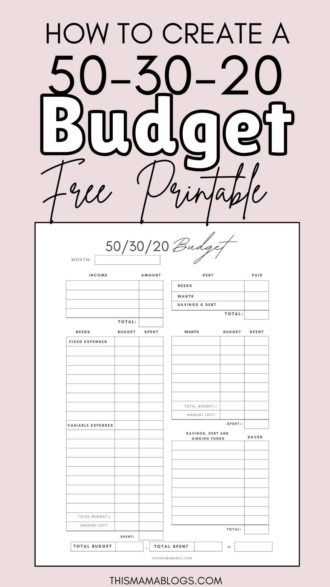 How to Use the 50/30/20 Budget Rule (Free Budget Printable) This Mama