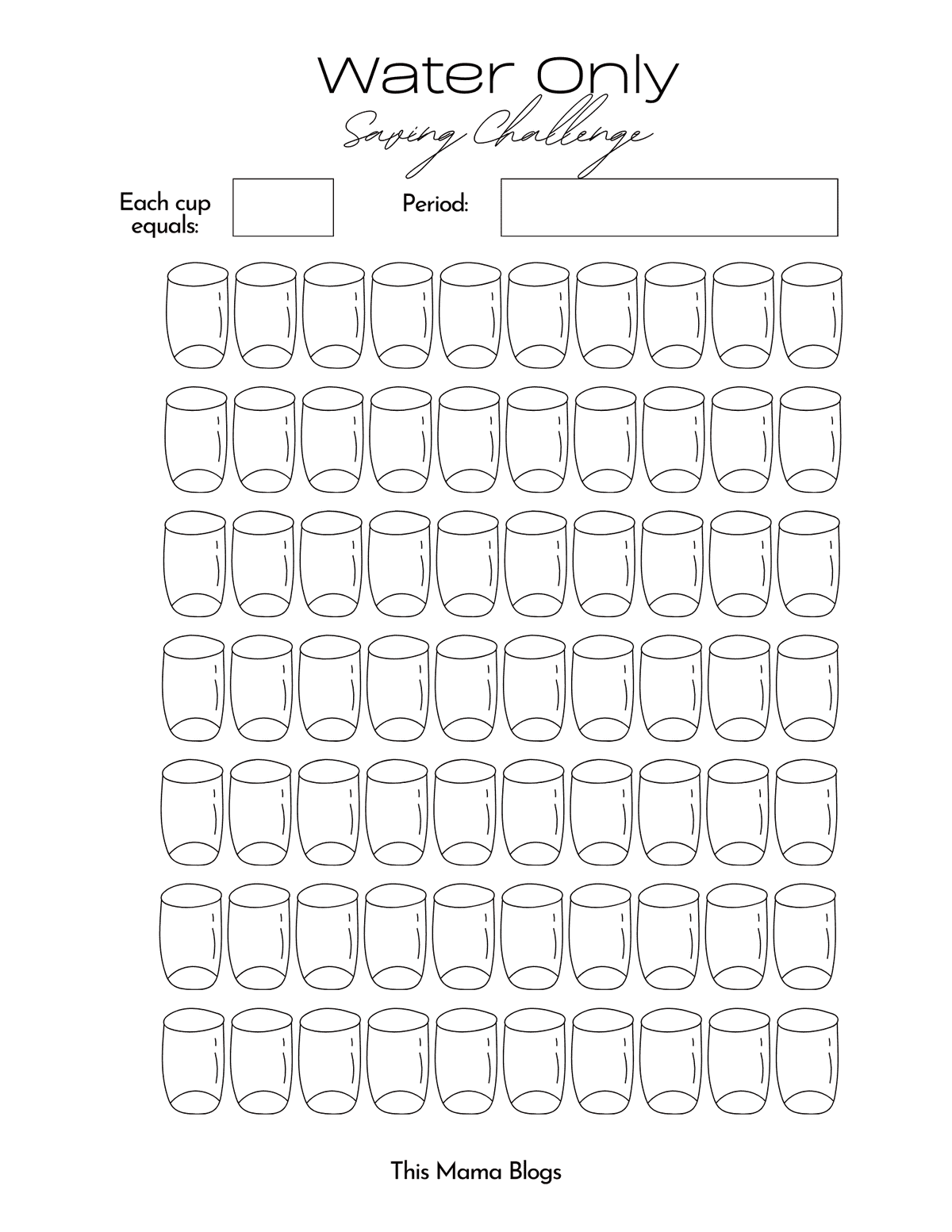 Water-Online Saving Challenge Printable